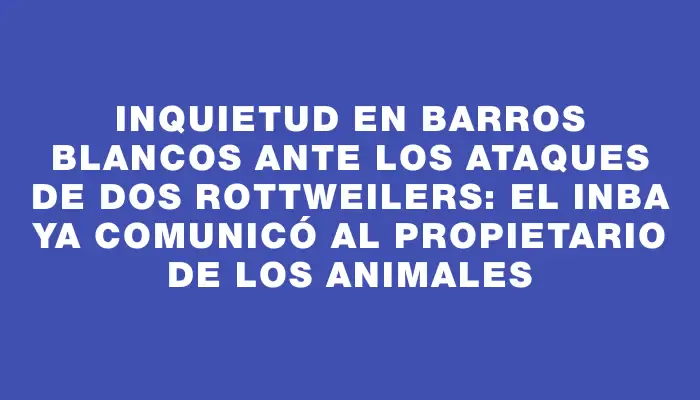 Inquietud en Barros Blancos ante los ataques de dos rottweilers: el Inba ya comunicó al propietario de los animales