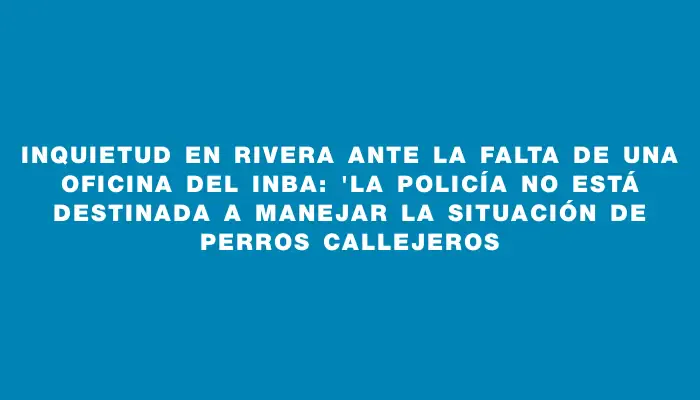 Inquietud en Rivera ante la falta de una oficina del Inba: "la Policía no está destinada a manejar la situación de perros callejeros