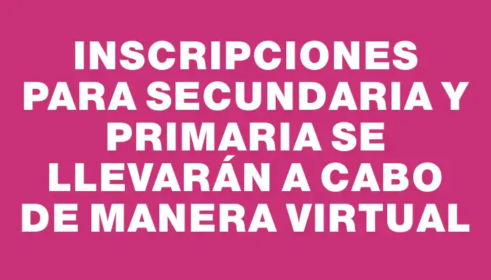 Inscripciones para Secundaria y Primaria se llevarán a cabo de manera virtual