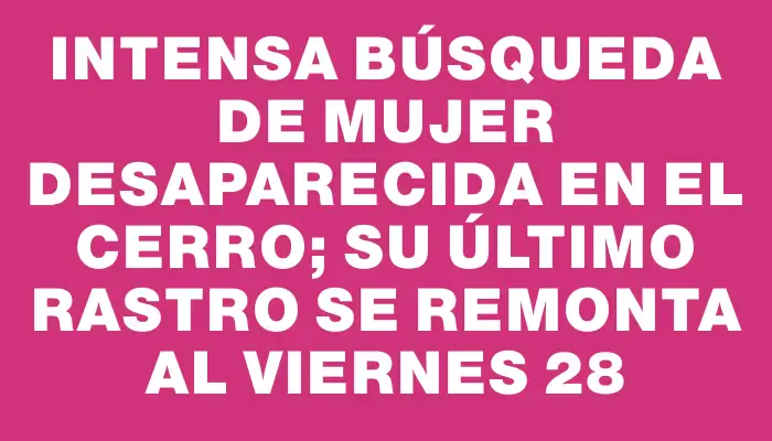Intensa búsqueda de mujer desaparecida en el Cerro; su último rastro se remonta al viernes 28