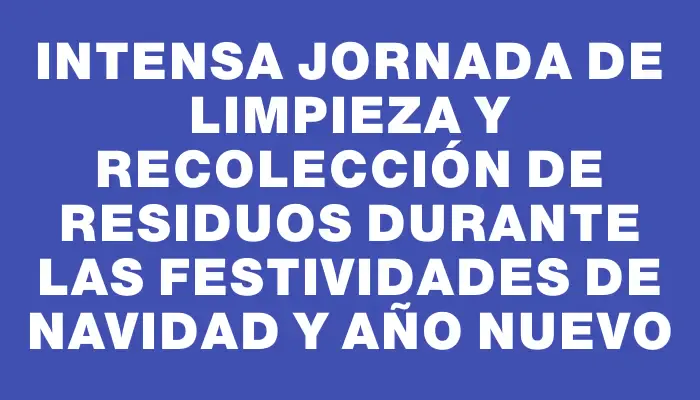 Intensa jornada de limpieza y recolección de residuos durante las festividades de Navidad y Año Nuevo