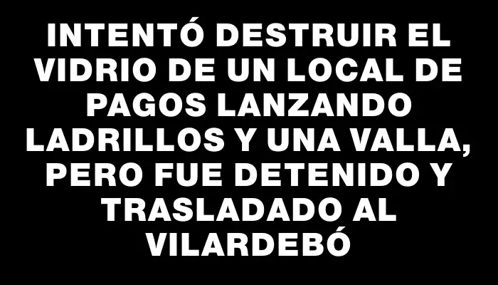 Intentó destruir el vidrio de un local de pagos lanzando ladrillos y una valla, pero fue detenido y trasladado al Vilardebó