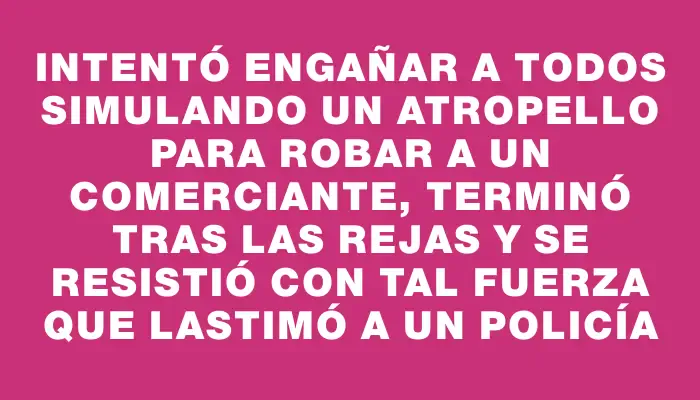 Intentó engañar a todos simulando un atropello para robar a un comerciante, terminó tras las rejas y se resistió con tal fuerza que lastimó a un policía