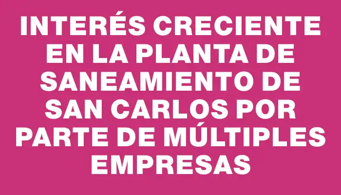 Interés creciente en la planta de saneamiento de San Carlos por parte de múltiples empresas