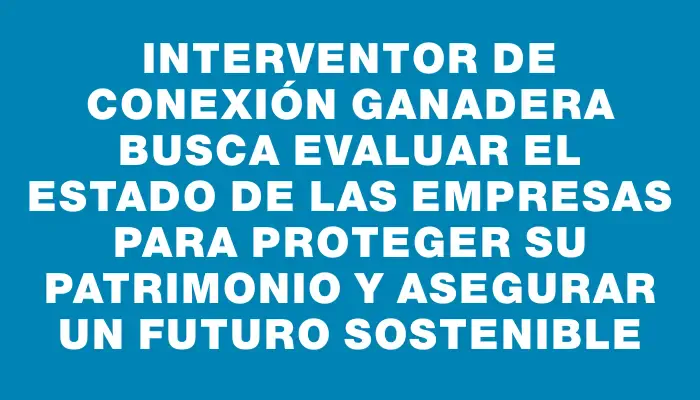 Interventor de Conexión Ganadera busca evaluar el estado de las empresas para proteger su patrimonio y asegurar un futuro sostenible