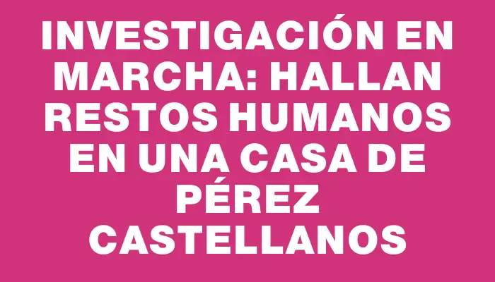 Investigación en marcha: hallan restos humanos en una casa de Pérez Castellanos