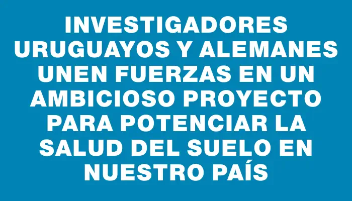 Investigadores uruguayos y alemanes unen fuerzas en un ambicioso proyecto para potenciar la salud del suelo en nuestro país