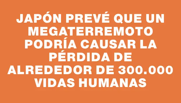 Japón prevé que un megaterremoto podría causar la pérdida de alrededor de 300.000 vidas humanas