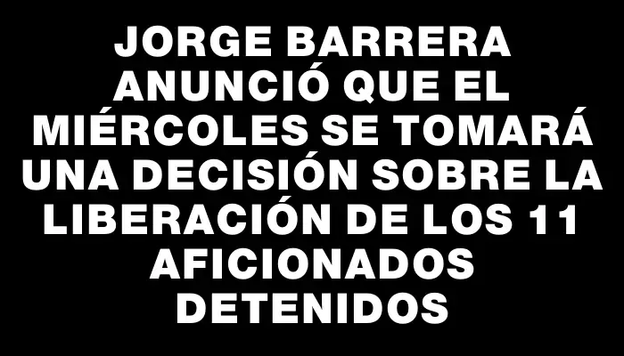 Jorge Barrera anunció que el miércoles se tomará una decisión sobre la liberación de los 11 aficionados detenidos