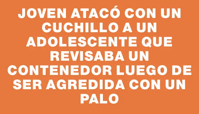 Joven atacó con un cuchillo a un adolescente que revisaba un contenedor luego de ser agredida con un palo