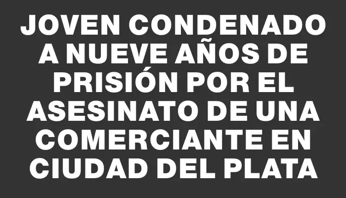 Joven condenado a nueve años de prisión por el asesinato de una comerciante en Ciudad del Plata