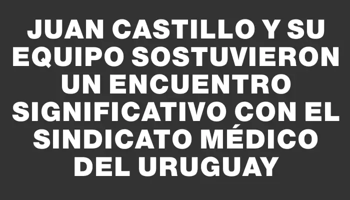 Juan Castillo y su equipo sostuvieron un encuentro significativo con el Sindicato Médico del Uruguay