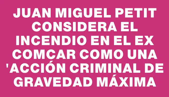 Juan Miguel Petit considera el incendio en el ex Comcar como una "acción criminal de gravedad máxima