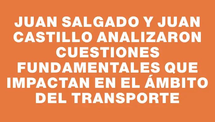 Juan Salgado y Juan Castillo analizaron cuestiones fundamentales que impactan en el ámbito del transporte