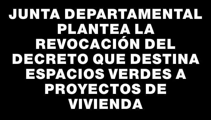 Junta Departamental plantea la revocación del decreto que destina espacios verdes a proyectos de vivienda