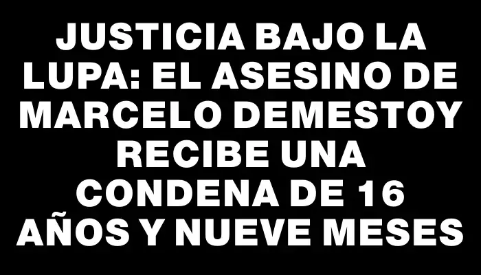 Justicia bajo la lupa: el asesino de Marcelo Demestoy recibe una condena de 16 años y nueve meses