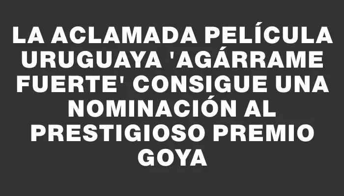 La aclamada película uruguaya "Agárrame fuerte" consigue una nominación al prestigioso premio Goya