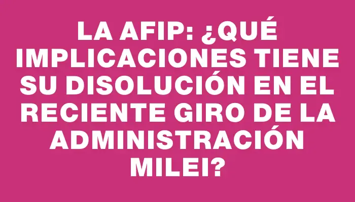 La Afip: ¿Qué implicaciones tiene su disolución en el reciente giro de la administración Milei?