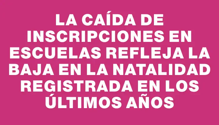 La caída de inscripciones en escuelas refleja la baja en la natalidad registrada en los últimos años