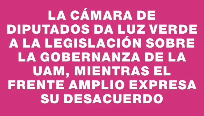 La Cámara de Diputados da luz verde a la legislación sobre la gobernanza de la Uam, mientras el Frente Amplio expresa su desacuerdo