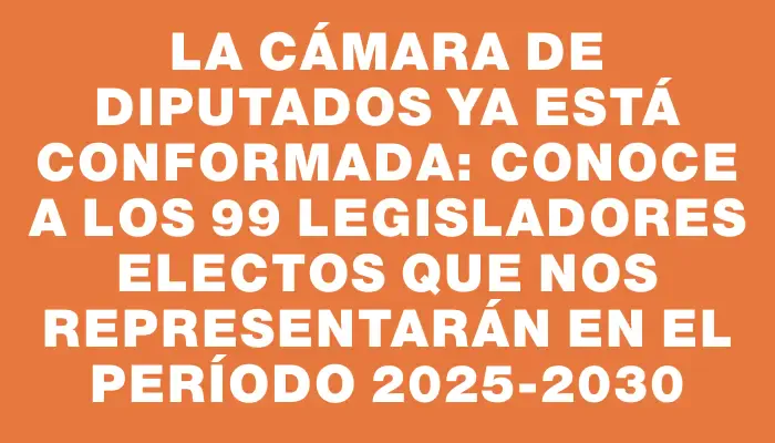 La Cámara de Diputados ya está conformada: conoce a los 99 legisladores electos que nos representarán en el período 2025-2030