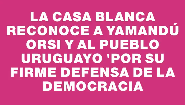 La Casa Blanca reconoce a Yamandú Orsi y al pueblo uruguayo "por su firme defensa de la democracia