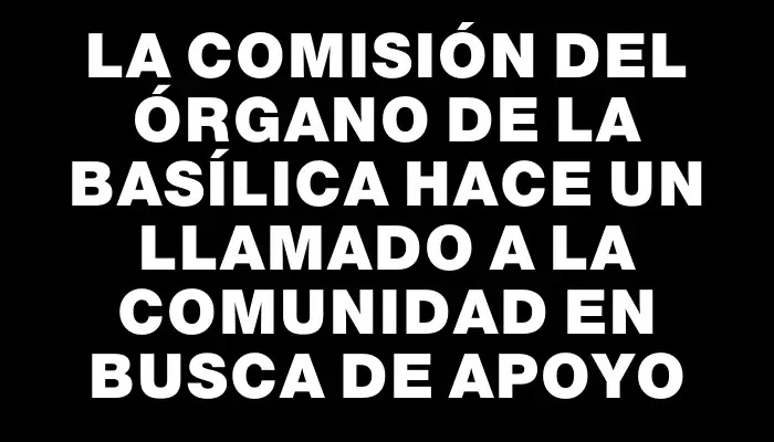 La Comisión del Órgano de la Basílica hace un llamado a la comunidad en busca de apoyo