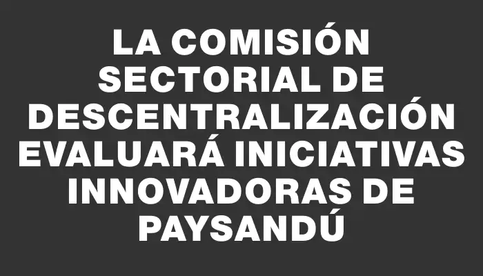 La Comisión Sectorial de Descentralización evaluará iniciativas innovadoras de Paysandú