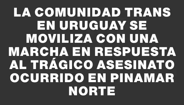 La comunidad trans en Uruguay se moviliza con una marcha en respuesta al trágico asesinato ocurrido en Pinamar Norte