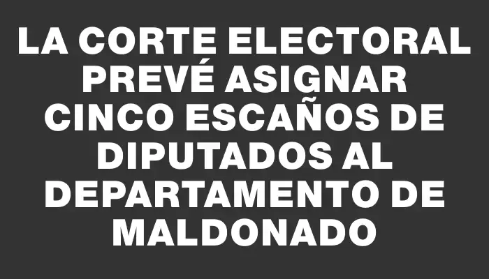 La Corte Electoral prevé asignar cinco escaños de diputados al departamento de Maldonado