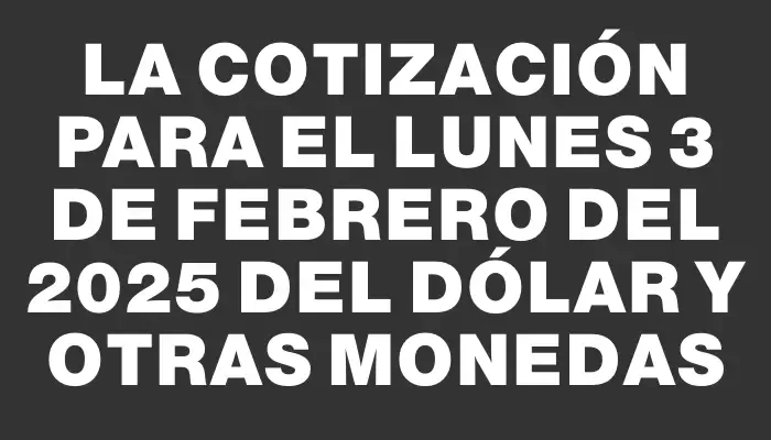 La cotización para el Lunes 3 de febrero del 2025 del dólar y otras monedas