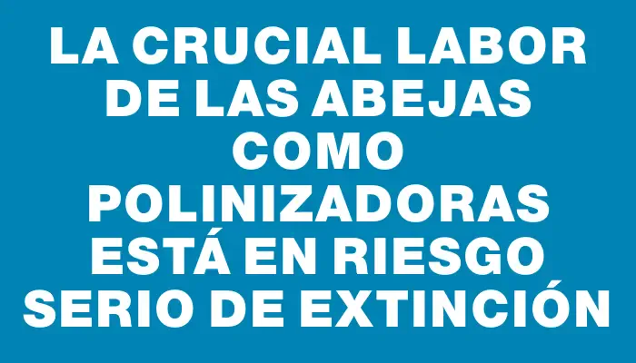 La crucial labor de las abejas como polinizadoras está en riesgo serio de extinción