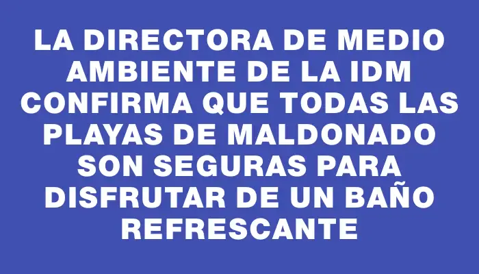 La directora de Medio Ambiente de la Idm confirma que todas las playas de Maldonado son seguras para disfrutar de un baño refrescante