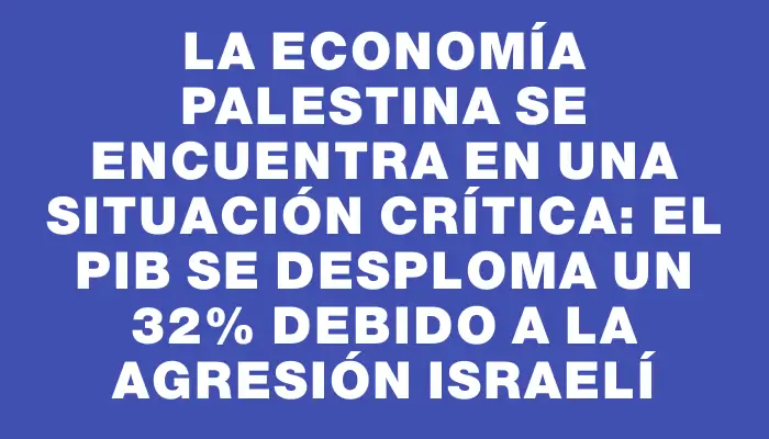 La economía palestina se encuentra en una situación crítica: el Pib se desploma un 32% debido a la agresión israelí