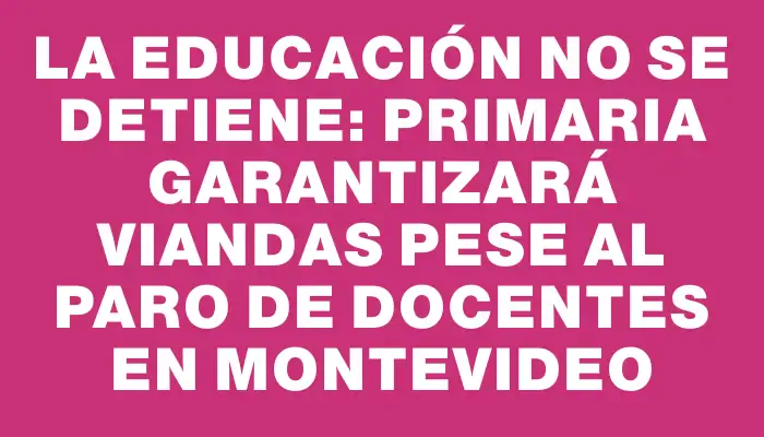 La educación no se detiene: Primaria garantizará viandas pese al paro de docentes en Montevideo