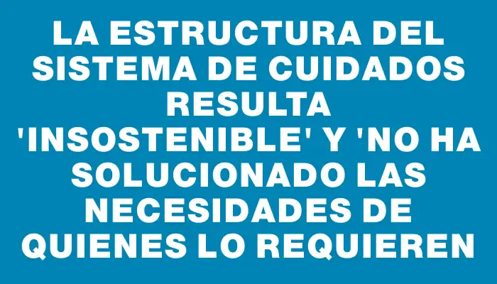 La estructura del sistema de cuidados resulta "insostenible" y "no ha solucionado las necesidades de quienes lo requieren