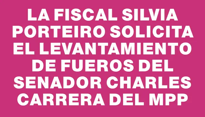 La fiscal Silvia Porteiro solicita el levantamiento de fueros del senador Charles Carrera del Mpp