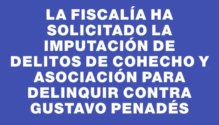 La Fiscalía ha solicitado la imputación de delitos de cohecho y asociación para delinquir contra Gustavo Penadés