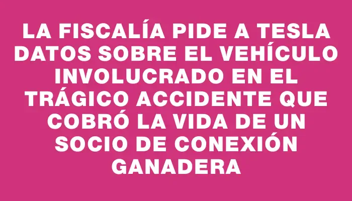 La Fiscalía pide a Tesla datos sobre el vehículo involucrado en el trágico accidente que cobró la vida de un socio de Conexión Ganadera