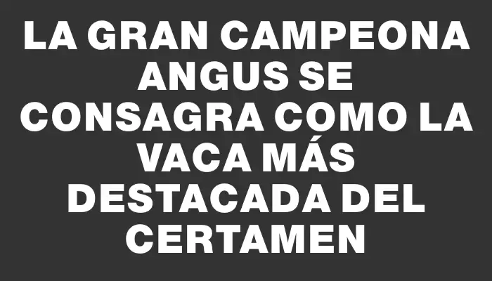 La Gran Campeona Angus se consagra como la vaca más destacada del certamen