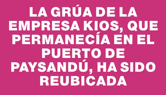 La grúa de la empresa Kios, que permanecía en el puerto de Paysandú, ha sido reubicada