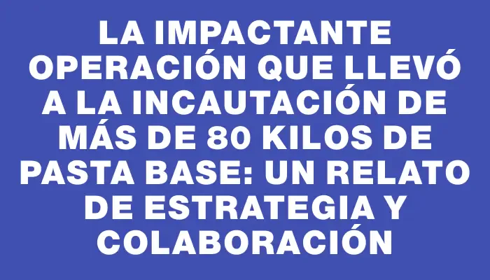 La impactante operación que llevó a la incautación de más de 80 kilos de pasta base: un relato de estrategia y colaboración