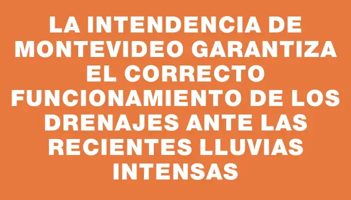 La Intendencia de Montevideo garantiza el correcto funcionamiento de los drenajes ante las recientes lluvias intensas