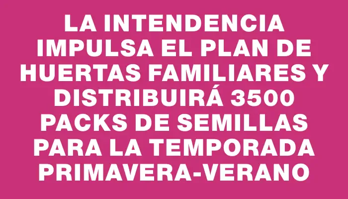 La Intendencia impulsa el Plan de Huertas Familiares y distribuirá 3500 packs de semillas para la temporada primavera-verano