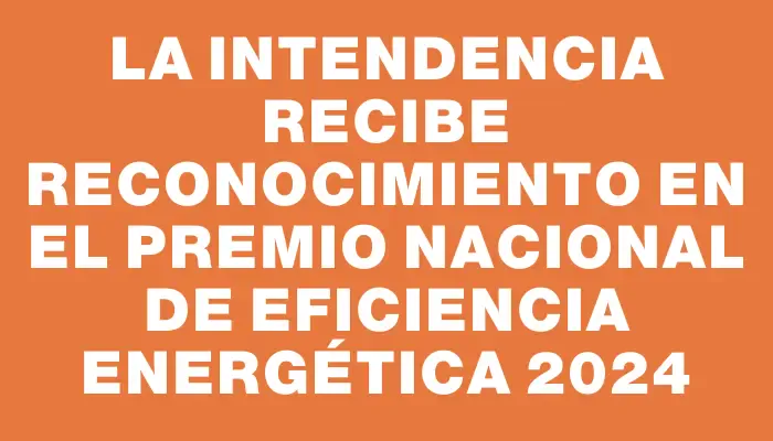 La Intendencia recibe reconocimiento en el Premio Nacional de Eficiencia Energética 2024