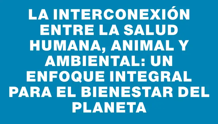 La interconexión entre la salud humana, animal y ambiental: Un enfoque integral para el bienestar del planeta
