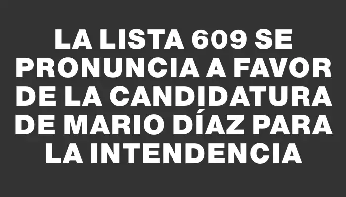 La lista 609 se pronuncia a favor de la candidatura de Mario Díaz para la Intendencia