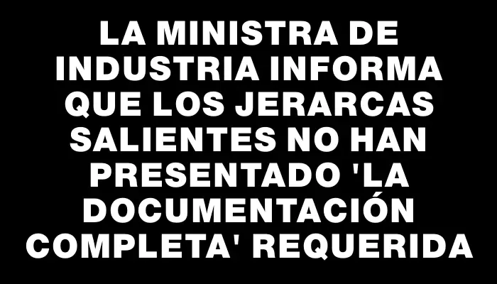 La Ministra de Industria informa que los jerarcas salientes no han presentado "la documentación completa" requerida