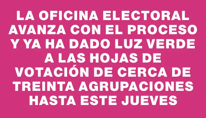 La Oficina Electoral avanza con el proceso y ya ha dado luz verde a las hojas de votación de cerca de treinta agrupaciones hasta este jueves