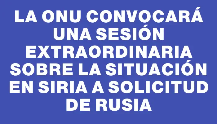 La Onu convocará una sesión extraordinaria sobre la situación en Siria a solicitud de Rusia